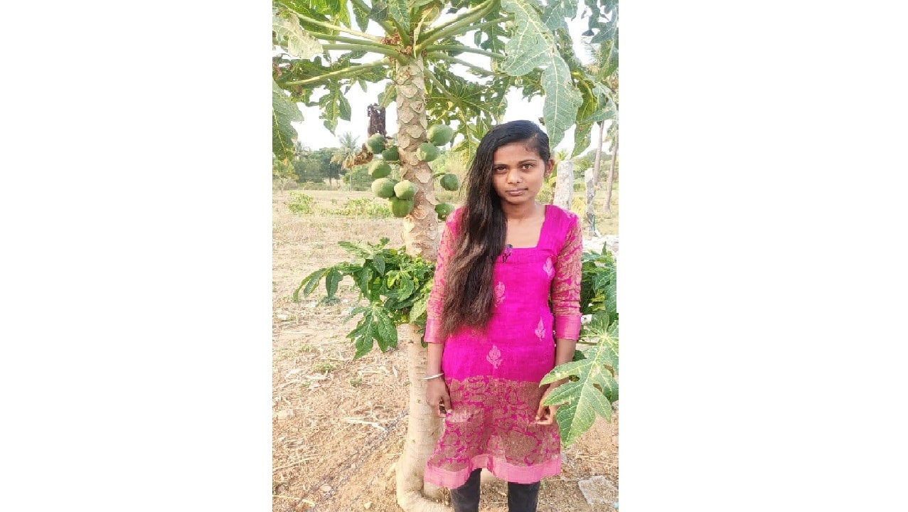 Child with her grown papaya tree