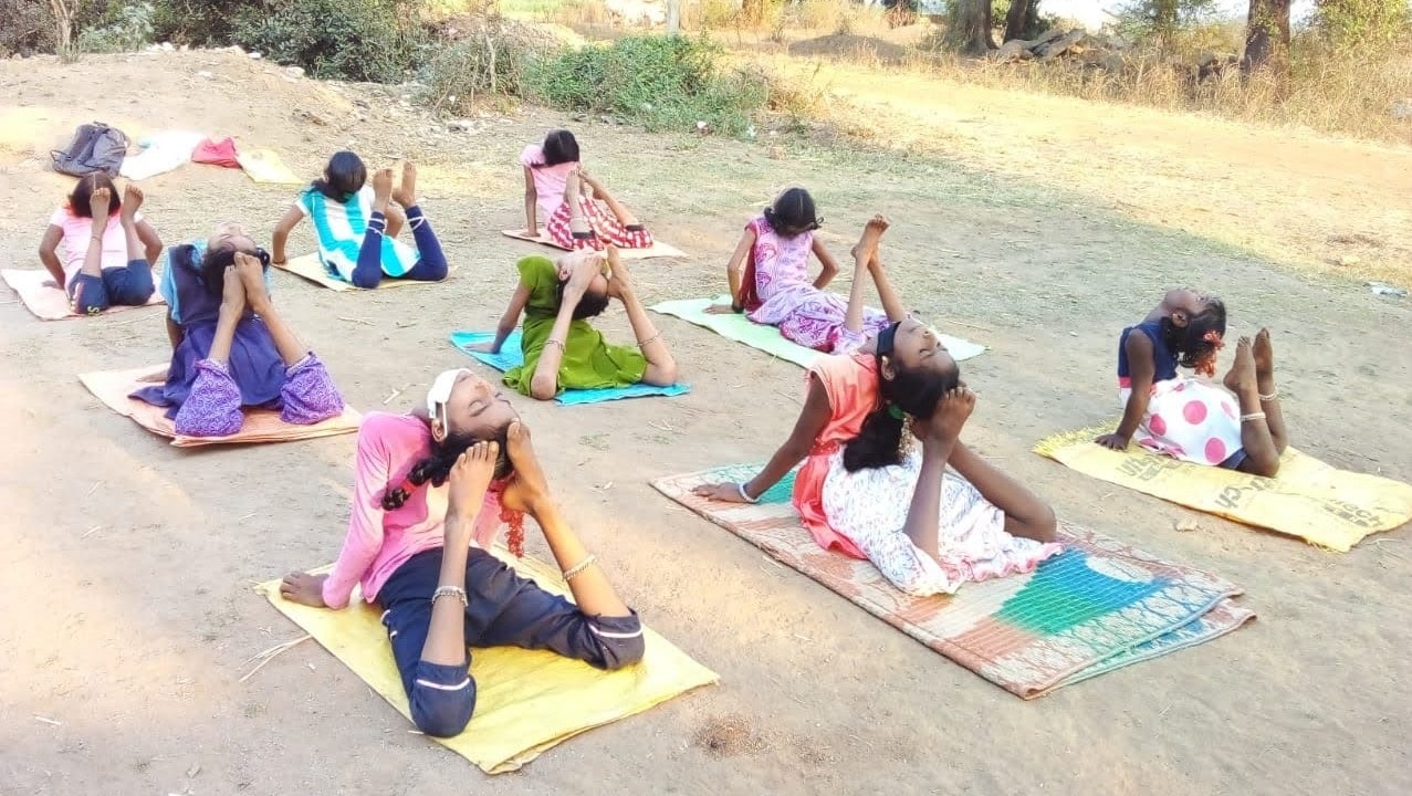 Yoga by children from Haliyal Cluster